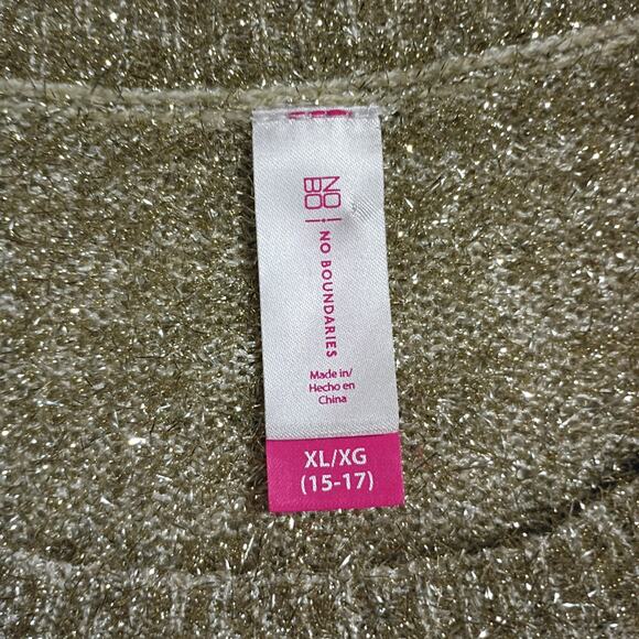 Gold Metallic Juniors XL 15/17 Tunic Sweater Round Neck Machine Washable - Picture 2 of 16